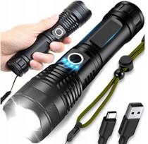 Taktinis LED žibintuvėlis, aliuminis, ZOOM, CREE, 5 režimai, įkraunamas, XHP50