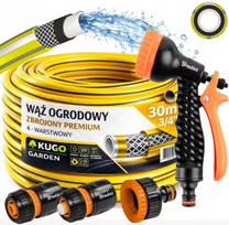 KUGOgarden sodo žarna 3/4" 30m, 4 sluoksnių, Premium komplektas su pistoletu Bradas