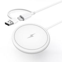 Indukcinis magnetinis įkroviklis Pantherise MagSafe 15W, USB-C/USB-A, baltas