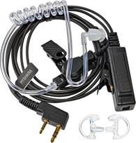 2 kontaktų racijos ausinės su dideliu pokalbių mygtuku ir mikrofonu, suderinamos su „Baofeng“ UV-5R, UV-5RA, 888S ir „Kenwood“ dvipusėmis radijo stotelėmis (su keičiamais ausų įdėklais)