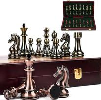 Šachmatų žaidimas „Chess Pure Metal Forging“, sulankstomas šachmatų lentos rinkinys su dideliais šachmatų figūromis, šachmatai mokymosi tikslams, vaikams ir suaugusiems, Kalėdos, Naujieji metai, kelionės