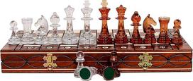 „Master of Chess“ medinis šachmatų rinkinys su figūromis „Amber“, 40 cm, sulankstomas, didelė šachmatų lenta suaugusiems ir vaikams, pusiau permatomos „Staunton“ stiliaus šachmatų figūros, pagamintos iš plastiko