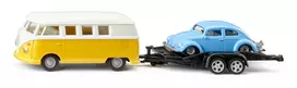 Automobilių modelių rinkinys Siku VW T1 su priekaba ir VW Beetle, surinktas 1:50, 42×200×51 mm
