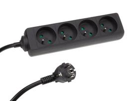 4-way power strip - 1.5 m cable - black - earth pin