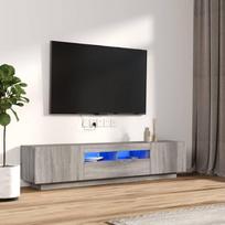 TV spintelių komplektas su LED, 2 dalių, pilkas ąžuolo, mediena