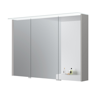 Veidrodis Kame Loft 100 su 3 veidrodinėmis durimis, LED apšvietimu ir jutikliu Pearl Grey MC3DML/100-70/D37-LFT