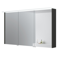 Veidrodis Kame Loft 120 su 3 veidrodinėmis durimis, LED apšvietimu ir jutikliu antracito pilkos spalvos MC3DML/120-70/D27-LFT