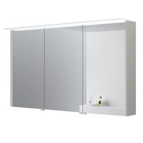 Veidrodis Kame Loft 120 su 3 veidrodinėmis durimis, LED apšvietimu ir jutikliu Pearl Grey MC3DML/120-70/D37-LFT