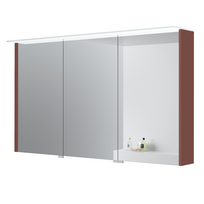 Veidrodis Kame Loft 120 su 3 veidrodinėmis durimis, LED apšvietimu ir jutikliu Terracotta MC3DML/120-70/D23-LFT