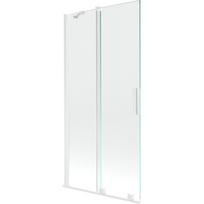 Mexen Velar 90 x 150 cm dviguba slankioji vonios uždanga, skaidri, balta - 896-090-000-01-20