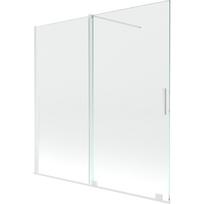 Mexen Velar dviejų dalių vonios ekranas, ištraukiamas, 160 x 150 cm, skaidrus, baltas - 896-160-000-01-20