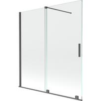 Mexen Velar slankiojama vonios pertvara, 2 sparnų, 150 x 150 cm, skaidri, šepetėliu nušlifuotas ginklų pilkas