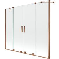 Mexen Velar Dvigubas, 2 sparnų, nustumiamas 170 x 150 cm vonios širmos duetas, skaidrus, rožinis auksas - 896-170-000-02-60