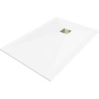 Mexen Stone+ stačiakampio formos kompozitinis dušo padėklas 120 x 90 cm, baltas, auksinė dangtelis - 44109012-G