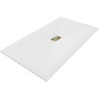 Mexen Hugo stačiakampė dušo plokštė SMC 150 x 100 cm, balta, aukso spalvos maskuotė - 42101015-G