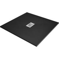 Mexen Hugo kvadratinė dušo plokštė SMC 100 x 100 cm, juoda, inox dangtelis - 42701010-X