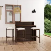 Sodo baro baldų komplektas su pagalvėlėmis, 4 dalių, rudas