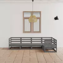 Sodo poilsio baldų komplektas, 5 dalių, pilkas, pušies masyvas