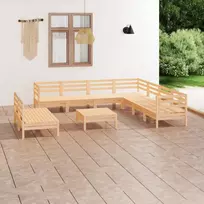 Sodo poilsio baldų komplektas, 10 dalių, pušies masyvas