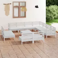 Sodo poilsio baldų komplektas, 12 dalių, baltas, pušies masyvas