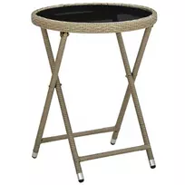 Arbatos staliukas, smėlio, 60cm, poliratanas/grūdintas stiklas