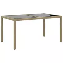 Sodo stalas, smėlio, 150x90x75cm, grūdintas stiklas/poliratanas