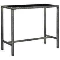 Sodo baro stalas, pilkas, 130x60x110cm, poliratanas ir stiklas