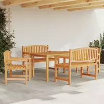 Sodo valgomojo baldų komplektas, 5 dalių, tikmedžio masyvas
