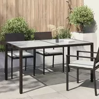Sodo stalas, rudas, 150x90x75cm, grūdintas stiklas/poliratanas