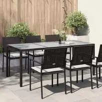 Sodo stalas, rudas, 190x90x75cm, grūdintas stiklas/poliratanas