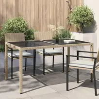 Sodo stalas, smėlio, 150x90x75cm, grūdintas stiklas/poliratanas