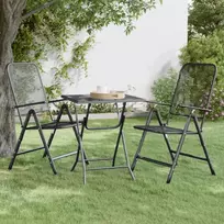 Sodo stalas, antracito, 60x60x72cm, plėsto metalo tinklelis