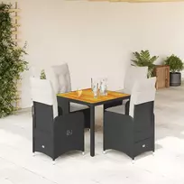 Sodo bistro komplektas su pagalvėmis, 5 dalių, juodas, ratanas