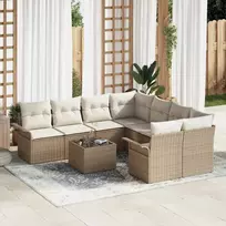 Sodo Sofų Rinkinys 9 pcs Smėlio Poli ratanas