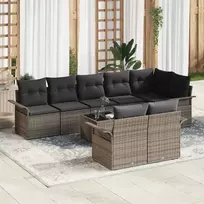 Sodo Sofų Rinkinys su pagalve 9 pcs Pilka Poli ratanas