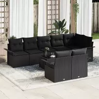 Sodo Sofų Rinkinys su pagalve 9 pcs Juoda Poli ratanas