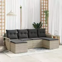 Sodo Sofų Rinkinys su pagalve 6 pcs Šviesiai pilka Poli ratanas