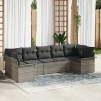 Sodo Sofų Rinkinys su pagalve 7 pcs Šviesiai pilka Poli ratanas