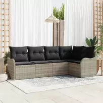 Sodo Sofų Rinkinys su pagalve 5 pcs Šviesiai pilka Poli ratanas
