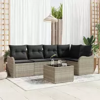 Sodo Sofų Rinkinys su pagalve 6 pcs Šviesiai pilka Poli ratanas
