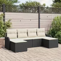 Sodo Sofų Rinkinys su pagalve 6 pcs Juoda Poli ratanas
