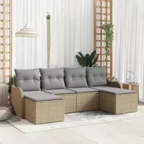 Sodo Sofų Rinkinys su pagalve 6 pcs Smėlio Poli ratanas