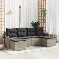Sodo Sofų Rinkinys su pagalve 6 pcs Šviesiai pilka Poli ratanas