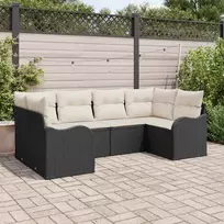 Sodo Sofų Rinkinys su pagalve 6 pcs Juoda Poli ratanas