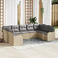 Sodo Sofų Rinkinys su pagalve 9 pcs Smėlio Poli ratanas