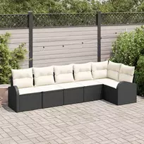 Sodo Sofų Rinkinys su pagalve 6 pcs Juoda Poli ratanas