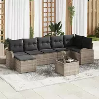Sodo Sofų Rinkinys su pagalve 8 pcs Pilka Poli ratanas