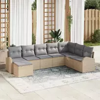Sodo Sofų Rinkinys su pagalve 8 pcs Smėlio Poli ratanas