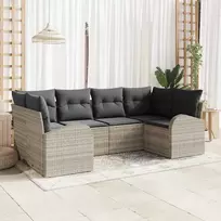 Sodo Sofų Rinkinys su pagalve 6 pcs Šviesiai pilka Poli ratanas