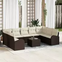 Sofos komplektas su pagalve 10 pcs Ruda Poli ratanas